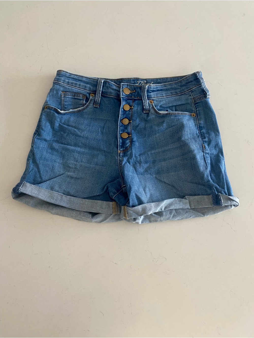 Universal Thread Mid-Rise Rolled Hem Denim Shorts - Blue